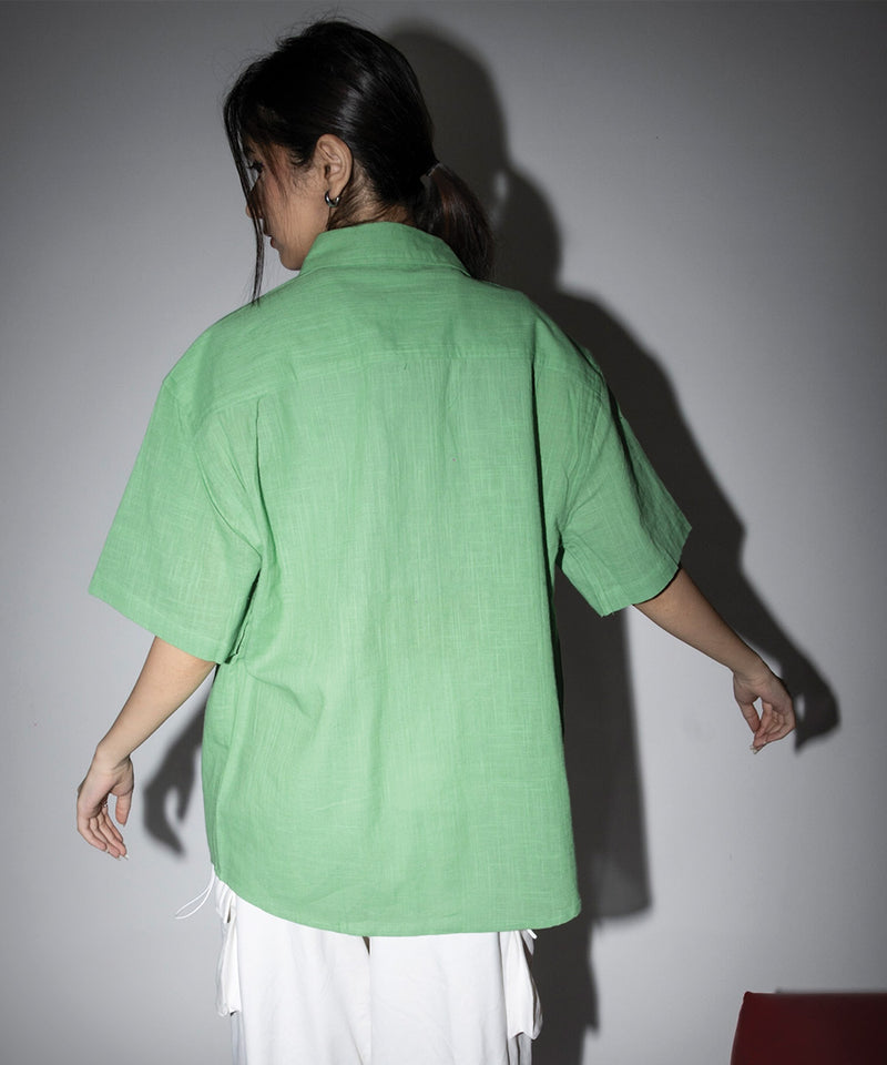 Emerald green half sleeves - Oversized Shirt