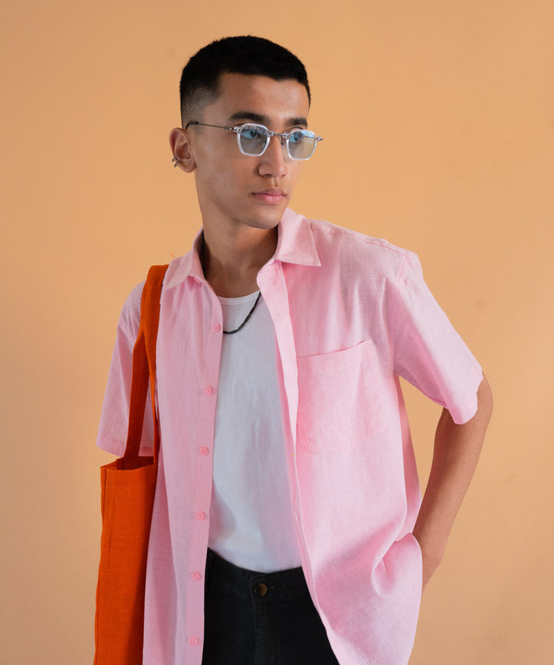 Pastel pink half sleeves - Oversized Shirt