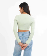 Ribbed Full Sleeves Top - Pastel Green - TheBTclub