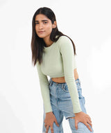 Ribbed Full Sleeves Top - Pastel Green - TheBTclub