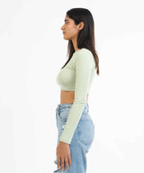 Ribbed Full Sleeves Top - Pastel Green - TheBTclub