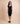 Ribbed Narrow Shoulder Drawstring Dress - Black - TheBTclub