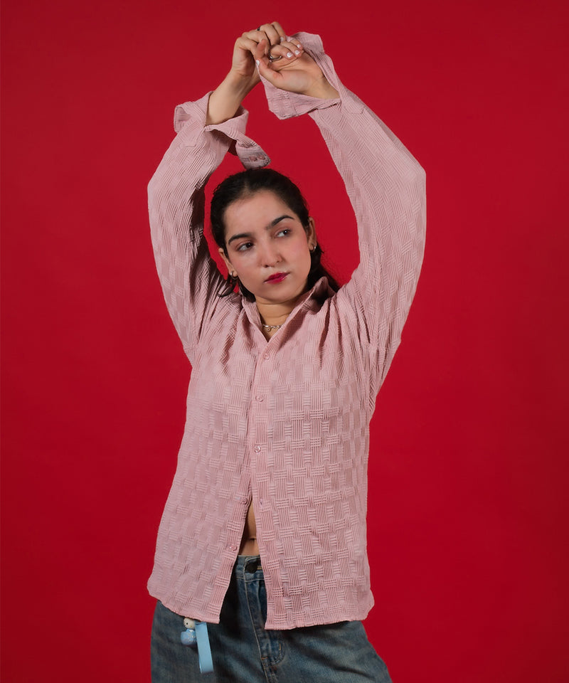 Popcorn Textured - Baby Pink - Regular Fit Shirt