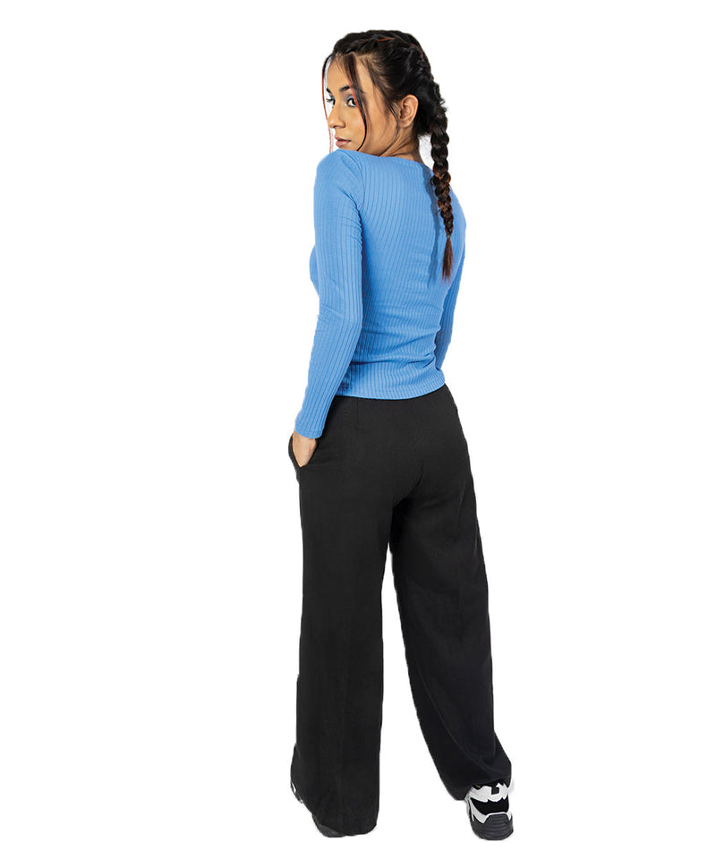 Ribbed Jersey Top - Blue