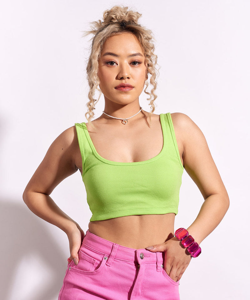 Ribbed Crop Top Neon green