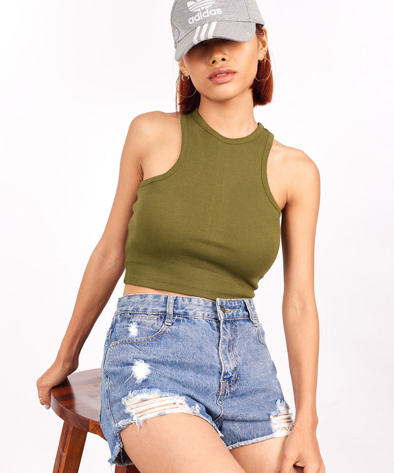 Ribbed Racerback - Olive green