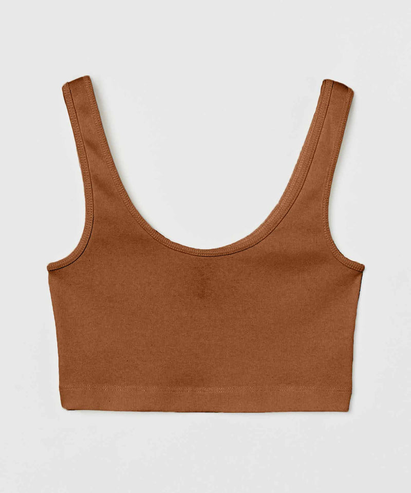 Ribbed Crop Top - Brown