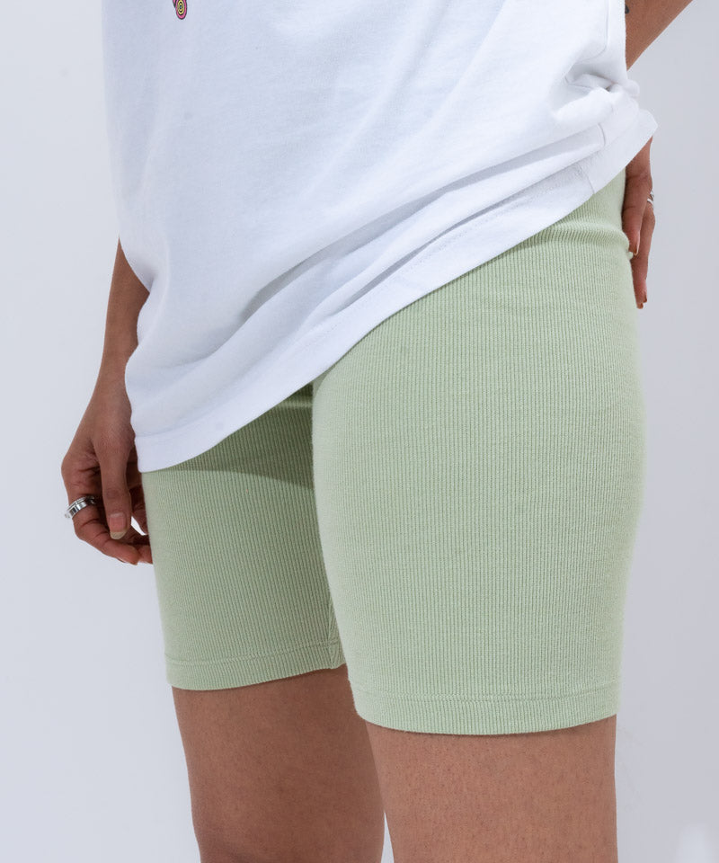 Ribbed Biker Shorts - Light pastel green