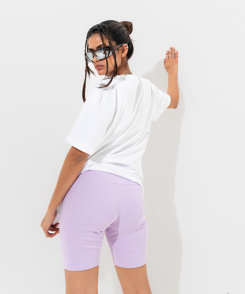 Ribbed Biker Shorts- Lilac