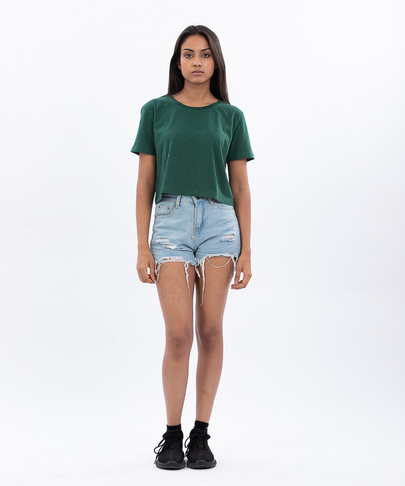 Comfort Fit Crop top - Dark  green