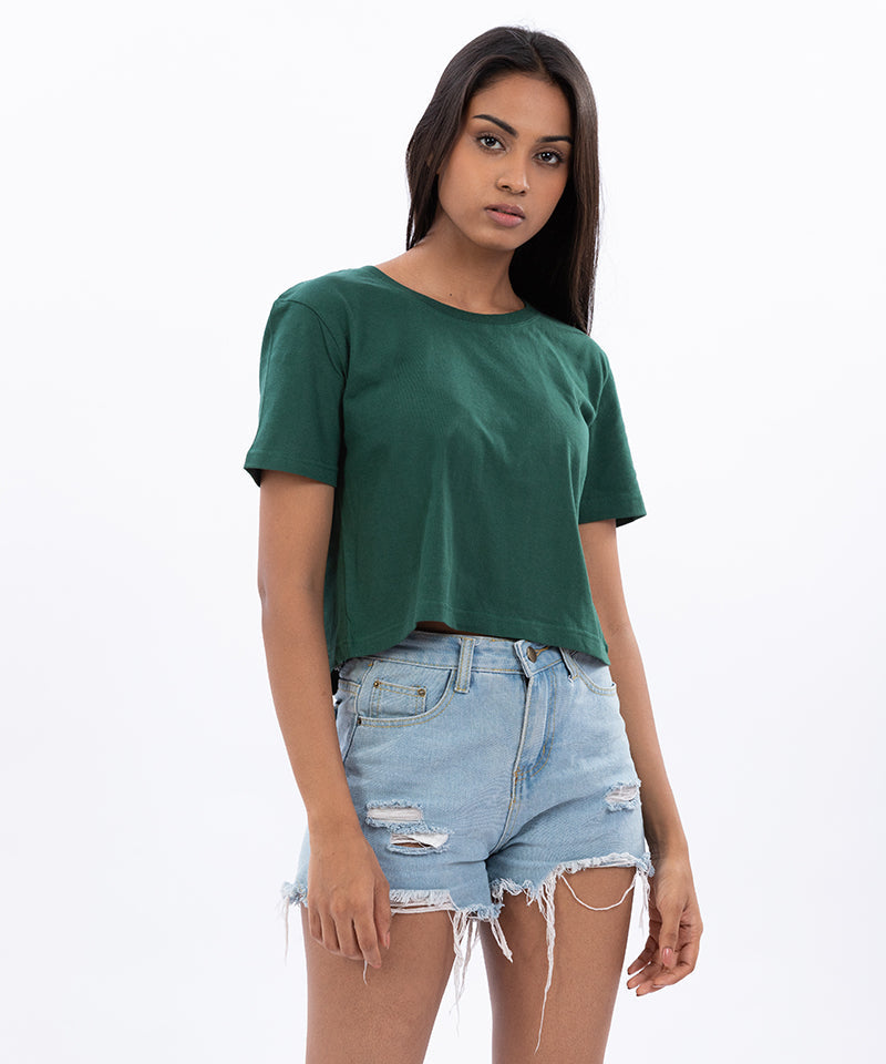 Comfort Fit Crop top - Dark  green