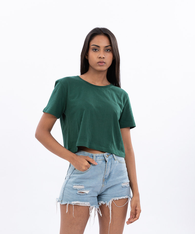 Comfort Fit Crop top - Dark  green