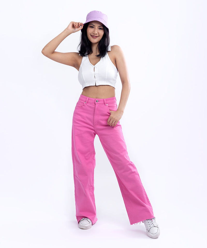 Ribbed Collared HalterNeck Cropped Top - White