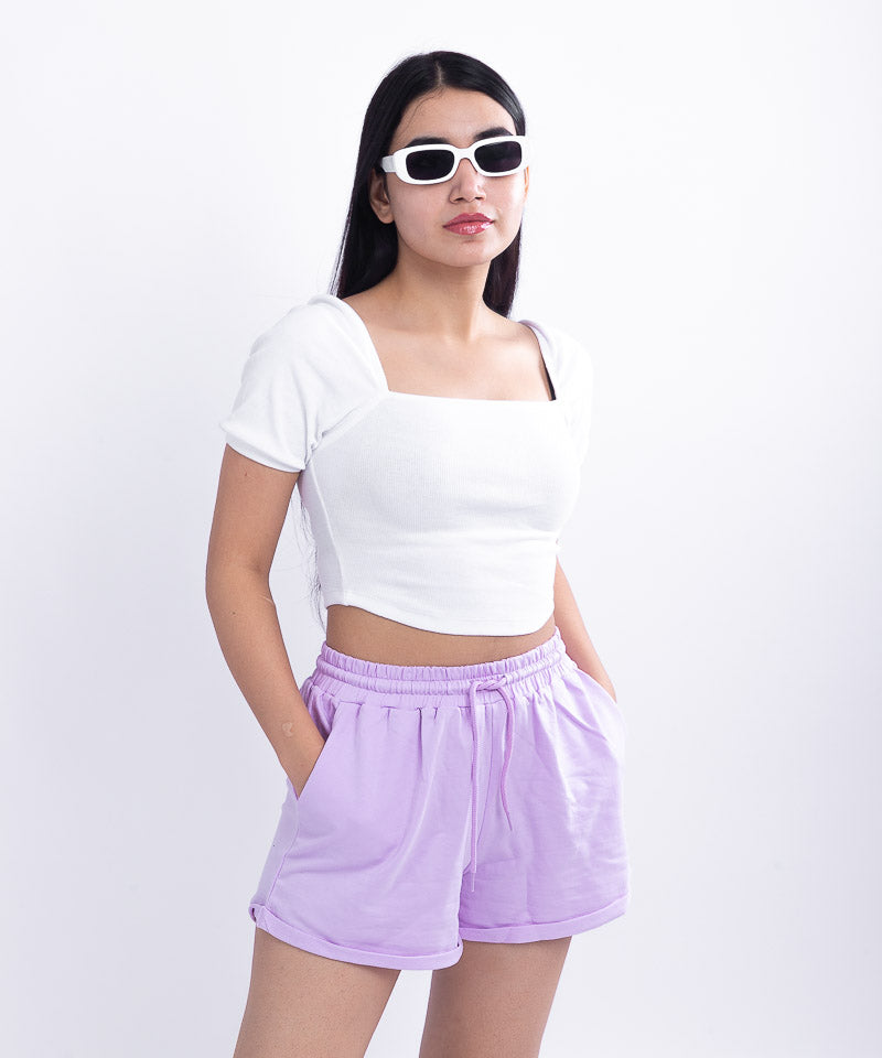 Women's Shorts Rolled Edges - Lilac