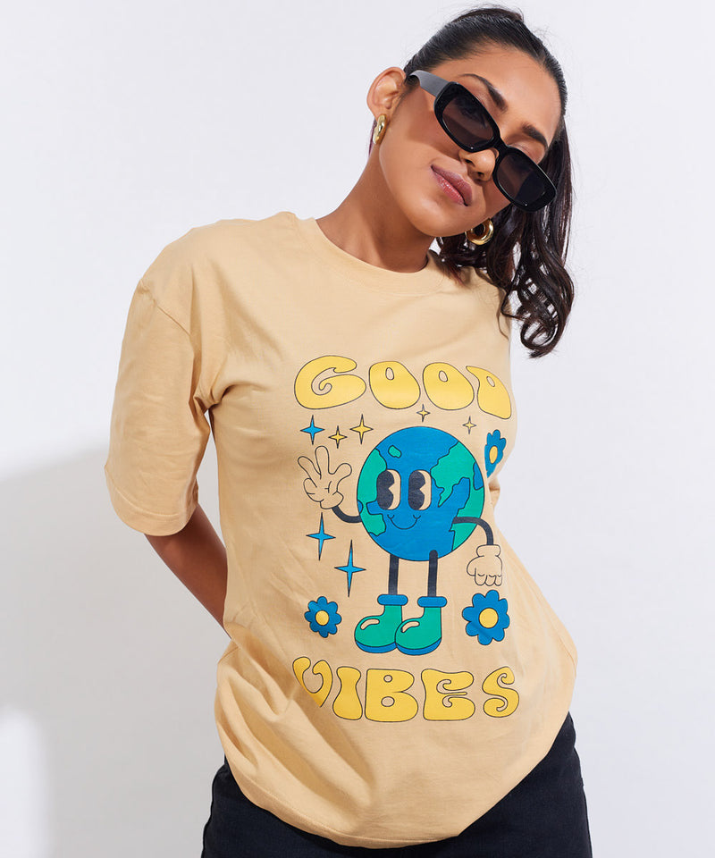 Good Vibes Light Brown - Oversized T-shirt