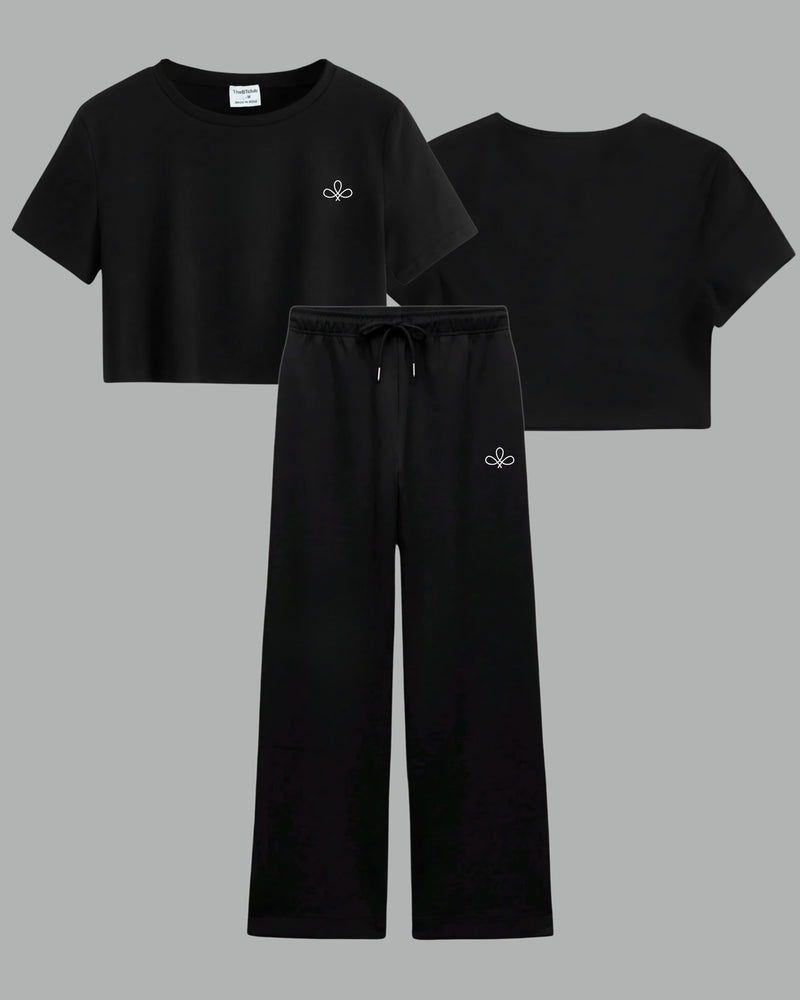 All Black Basic - Crop Co-ord Set