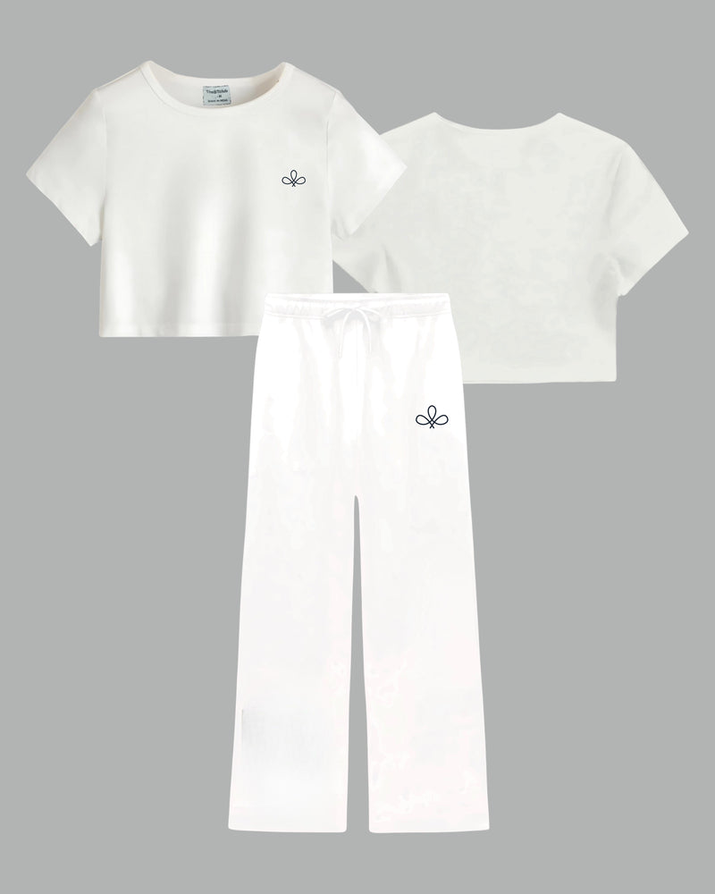 All White Basic - Crop Co-ord Set