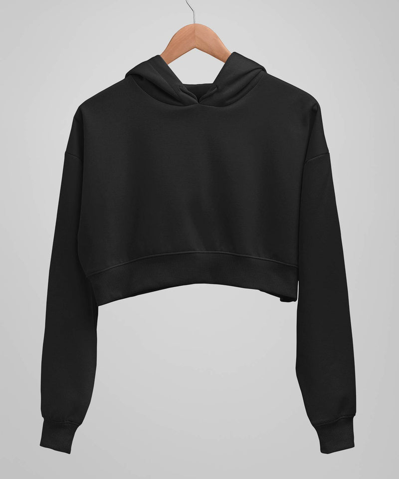 Black - Basic Crop Hooded Sweatshirt