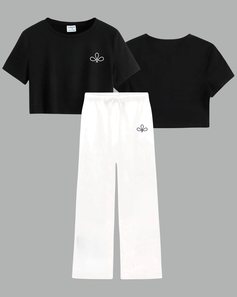Black White Basic - Crop Co-ord Set