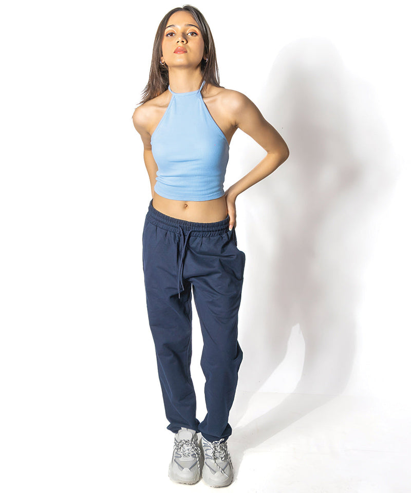 Ribbed Knitted Top - Light blue