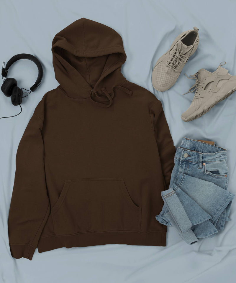 Dark brown - Basic Hooded Sweatshirt