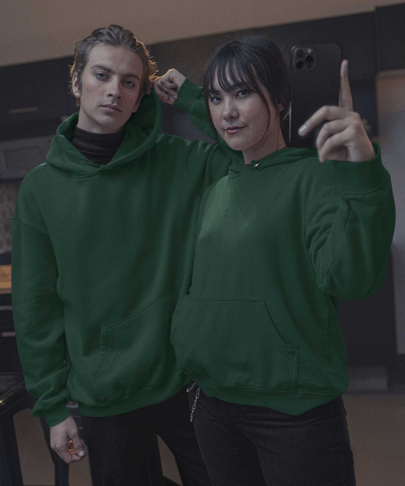 Dark green - Basic Hooded Sweatshirt