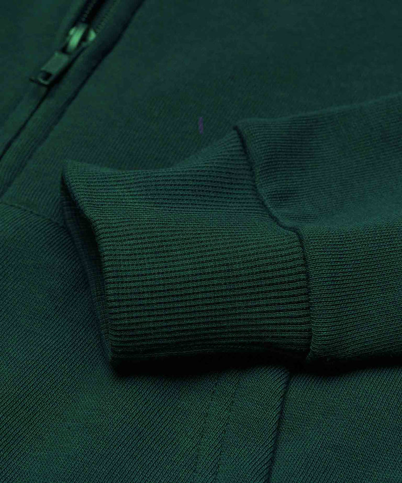 Dark green - Basic Zipped Hooded Sweatshirt