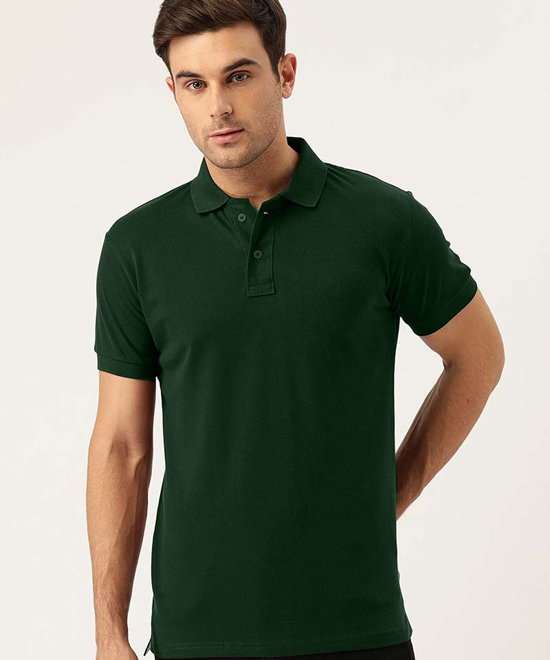 Dark green - Polo Neck T-shirt
