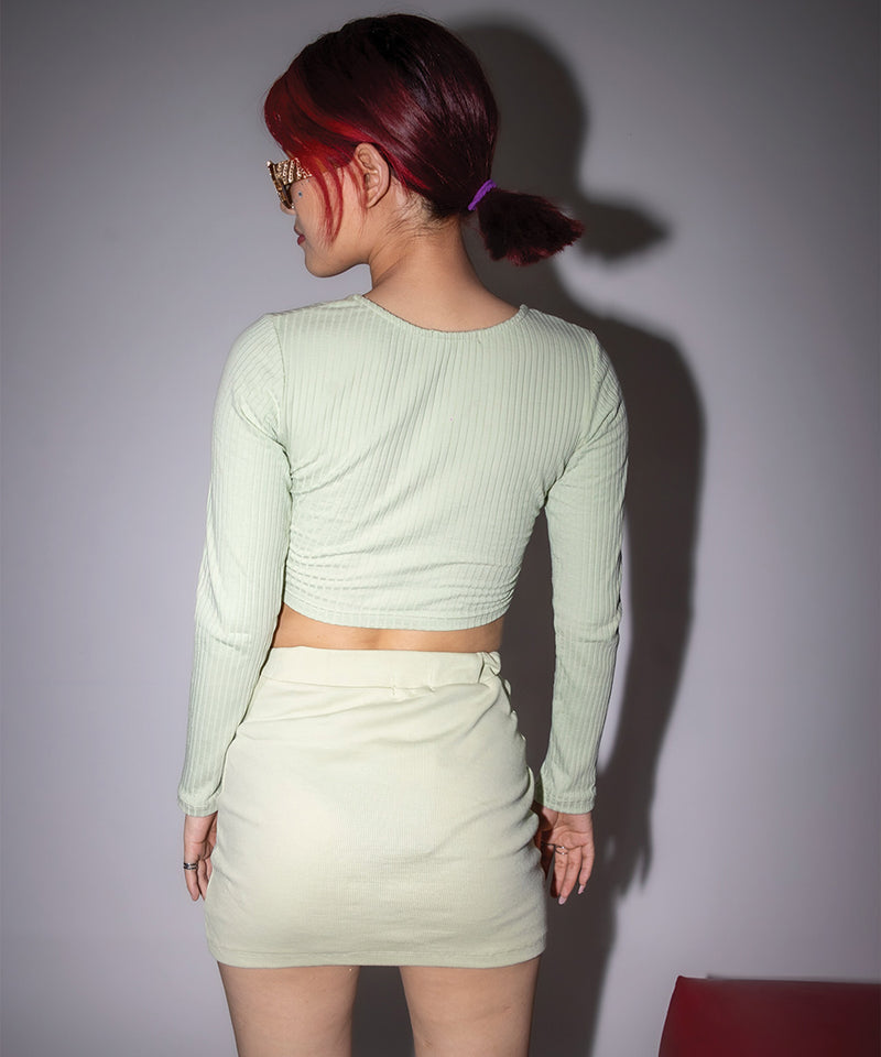 Ribbed Skirt - Pastel green