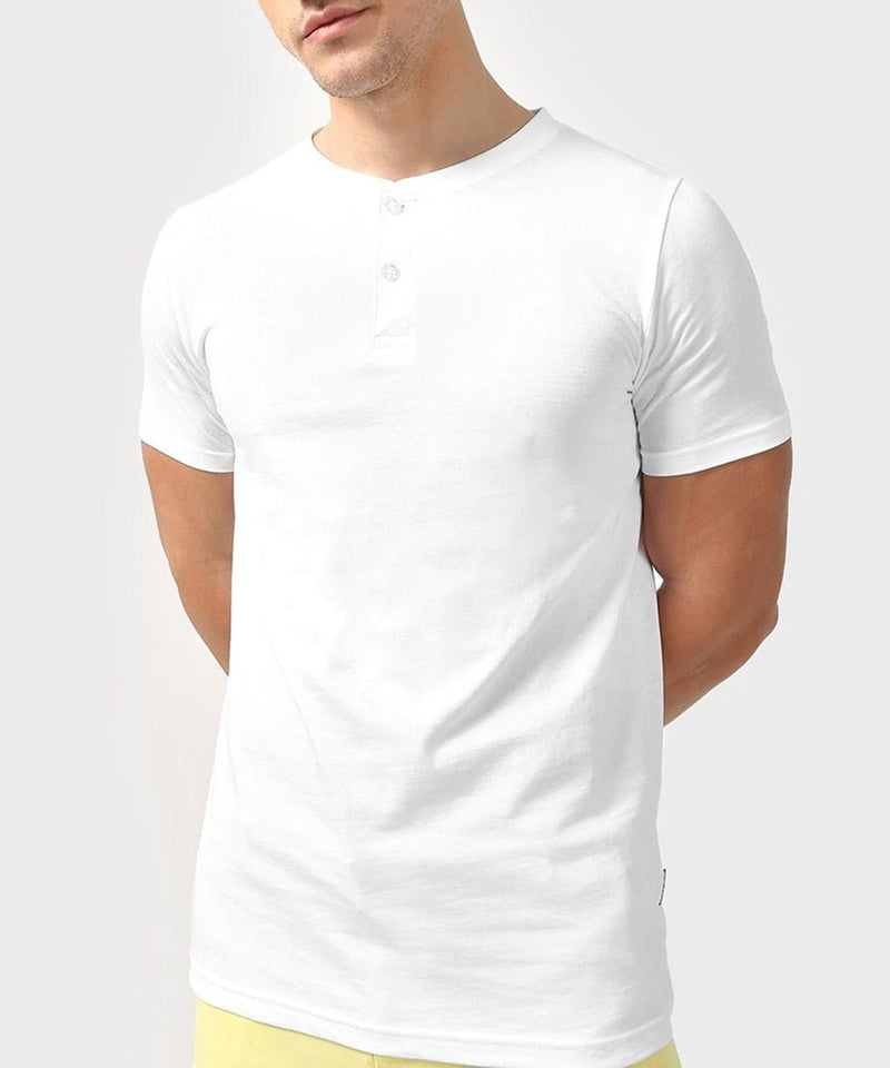 Henley Half Sleeves  - White - TheBTclub