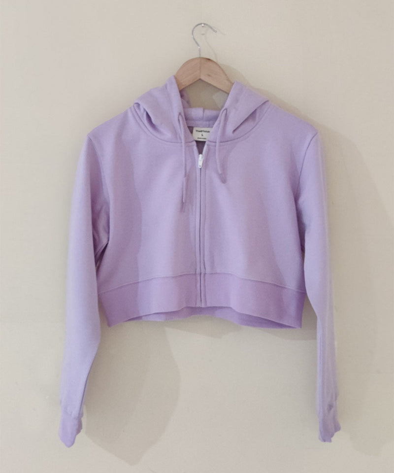 Zipped Crop Hooded Sweatshirt - TheBTclub