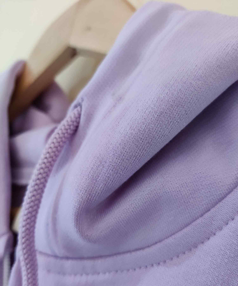 Lilac - Basic  Zipped Crop Hooded Sweatshirt