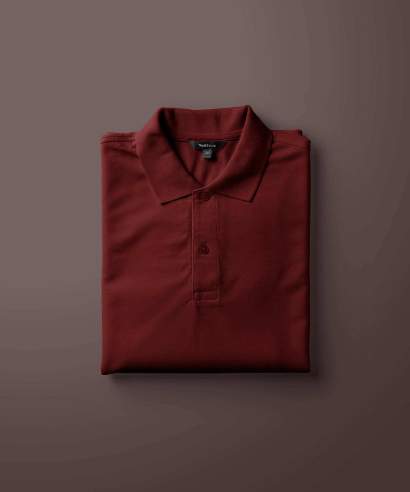 Maroon - Polo Neck T-shirt