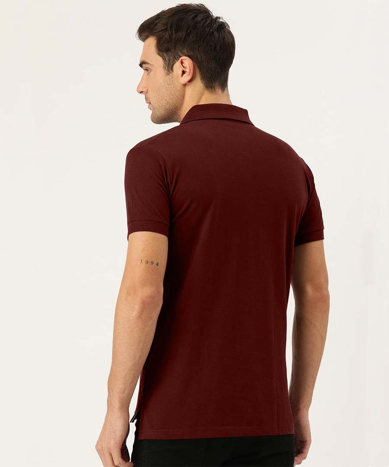 Maroon - Polo Neck T-shirt