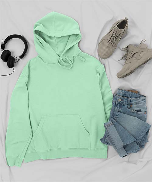 Mint green -  Basic Hooded Sweatshirt