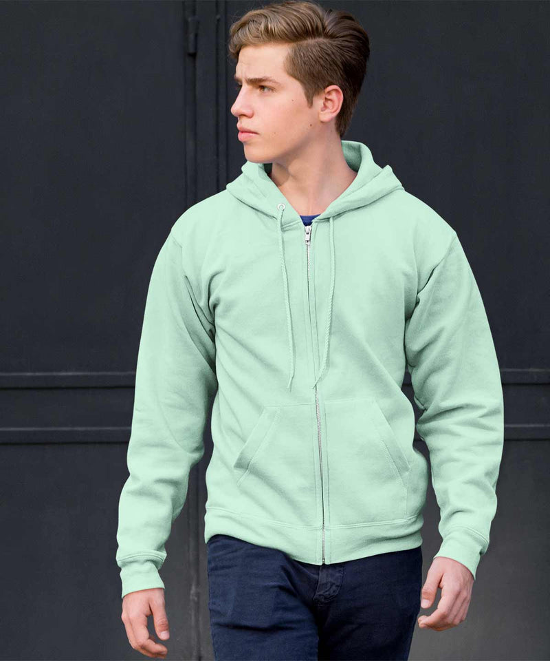 Mint green -  Basic  Zipped Hooded Sweatshirt