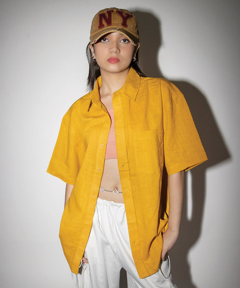 Mustard half sleeves - Oversized Shirt