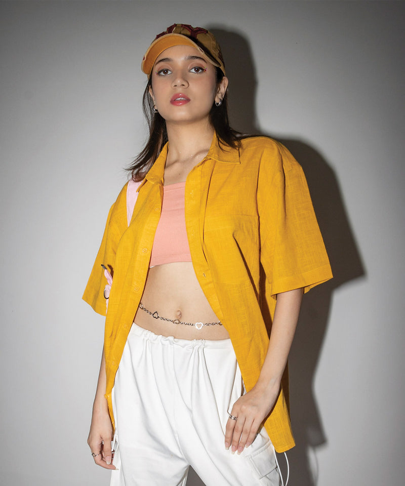 Mustard half sleeves - Oversized Shirt