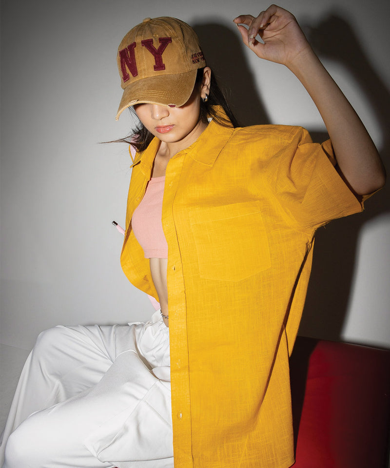 Mustard half sleeves - Oversized Shirt