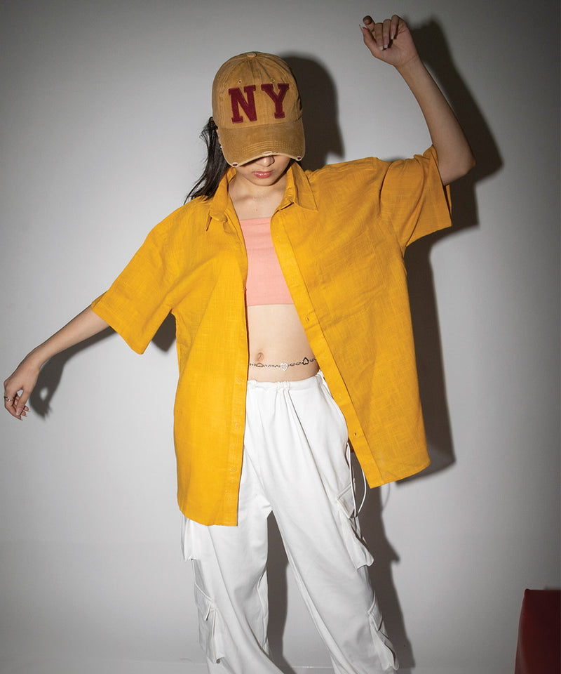 Mustard half sleeves - Oversized Shirt