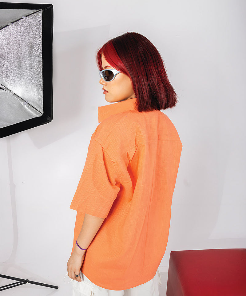 Tropical Peach half sleeves - Oversized Shirt