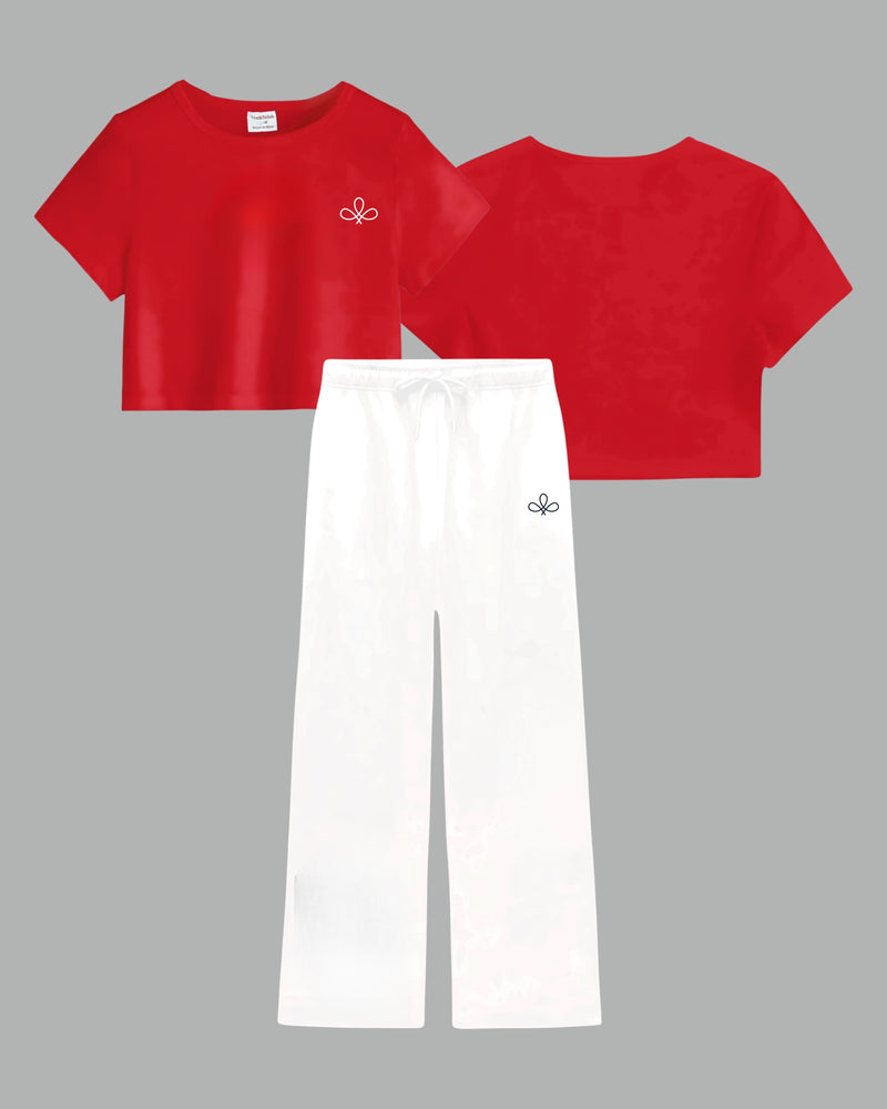 Red White Basic - Crop Co-ord Set