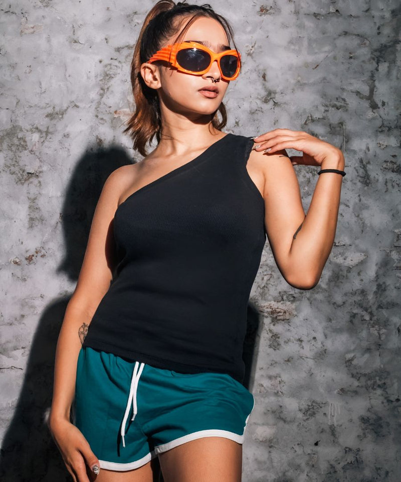 Ribbed one shoulder top