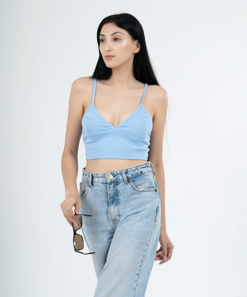 Ribbed Bralette - Light blue