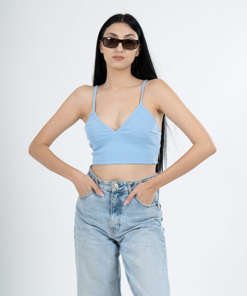 Ribbed Bralette - Light blue