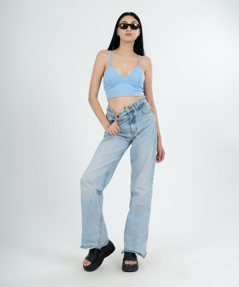 Ribbed Bralette - Light blue