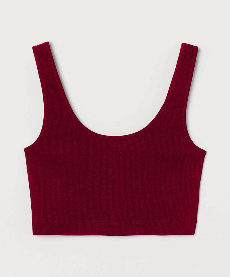 Ribbed Crop Top - Maroon