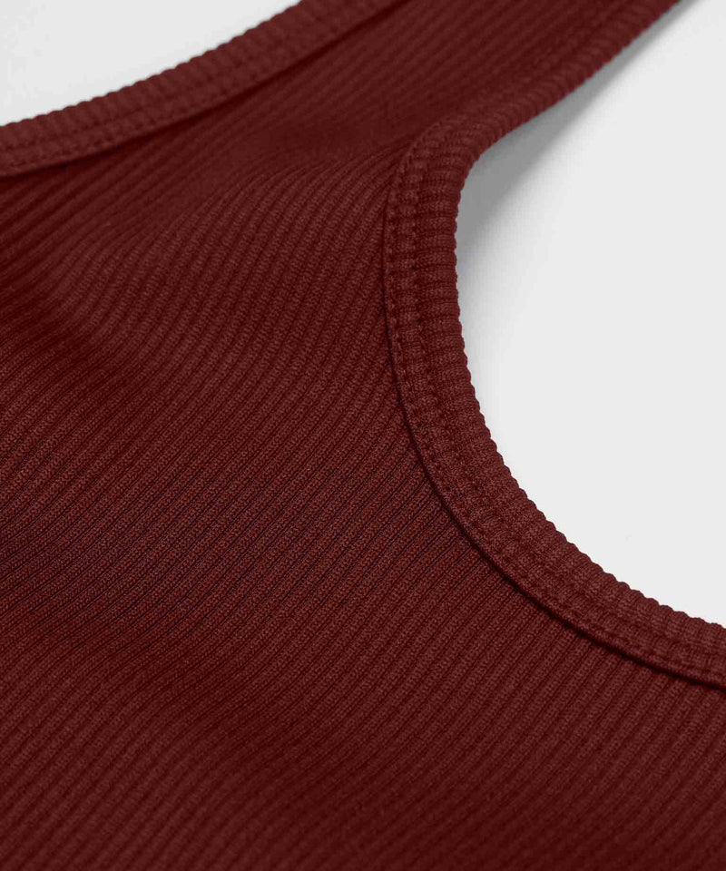 Ribbed Crop Top - Maroon