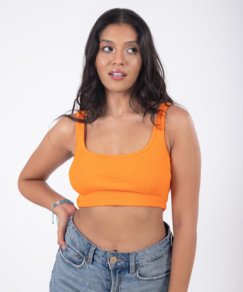 Ribbed Crop Top - Neon orange