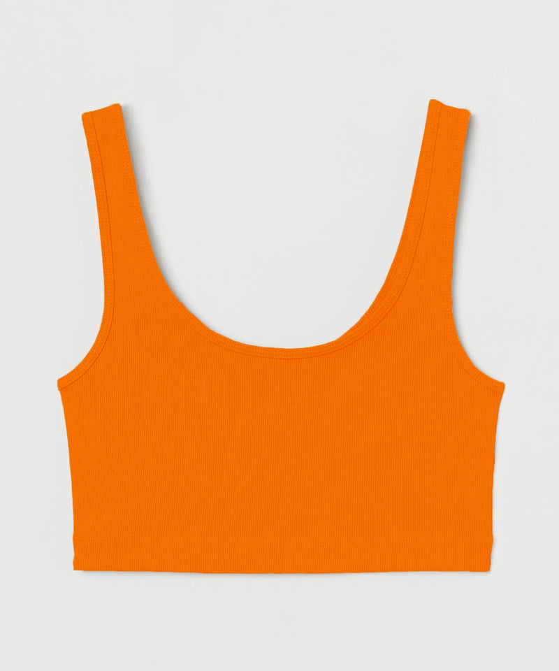 Ribbed Crop Top - Neon orange